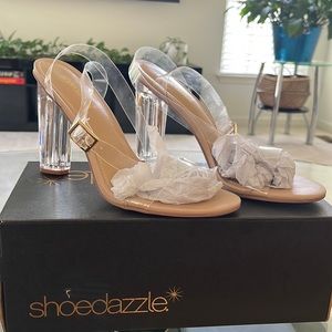Shoe Dazzle clear strap heeled sandals size 9.5 new in box